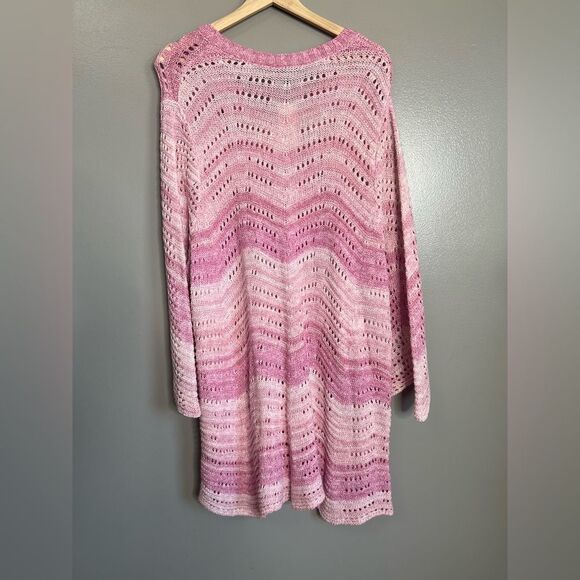 Lane Bryant pink  ombré open knit pull over sweater size 22/24 cozy feminine - Picture 6 of 7
